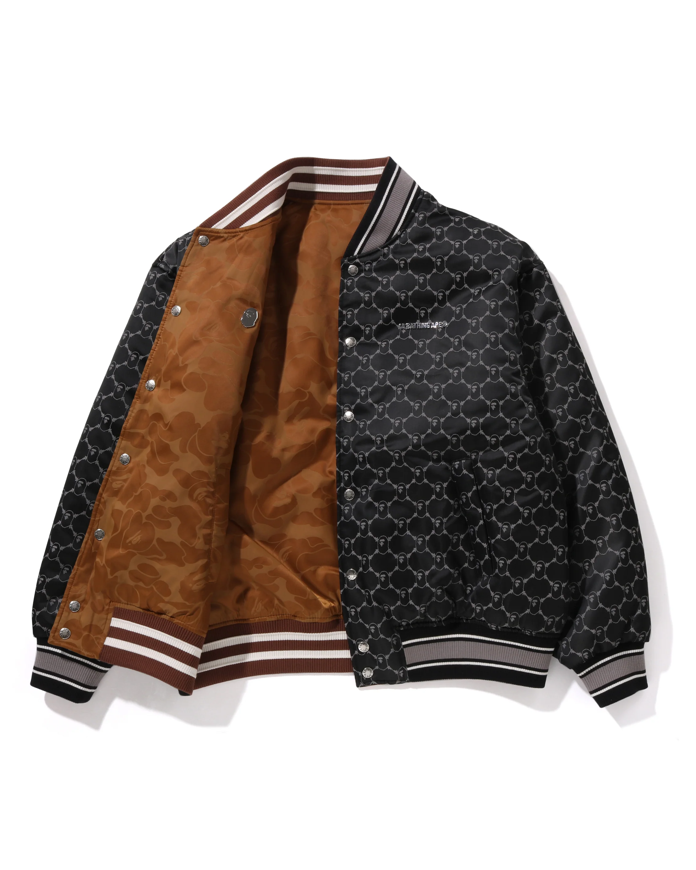 SOLID CAMO JACQUARD NYLON REVERSIBLE BOMBER PADDED JACKET - Image 7