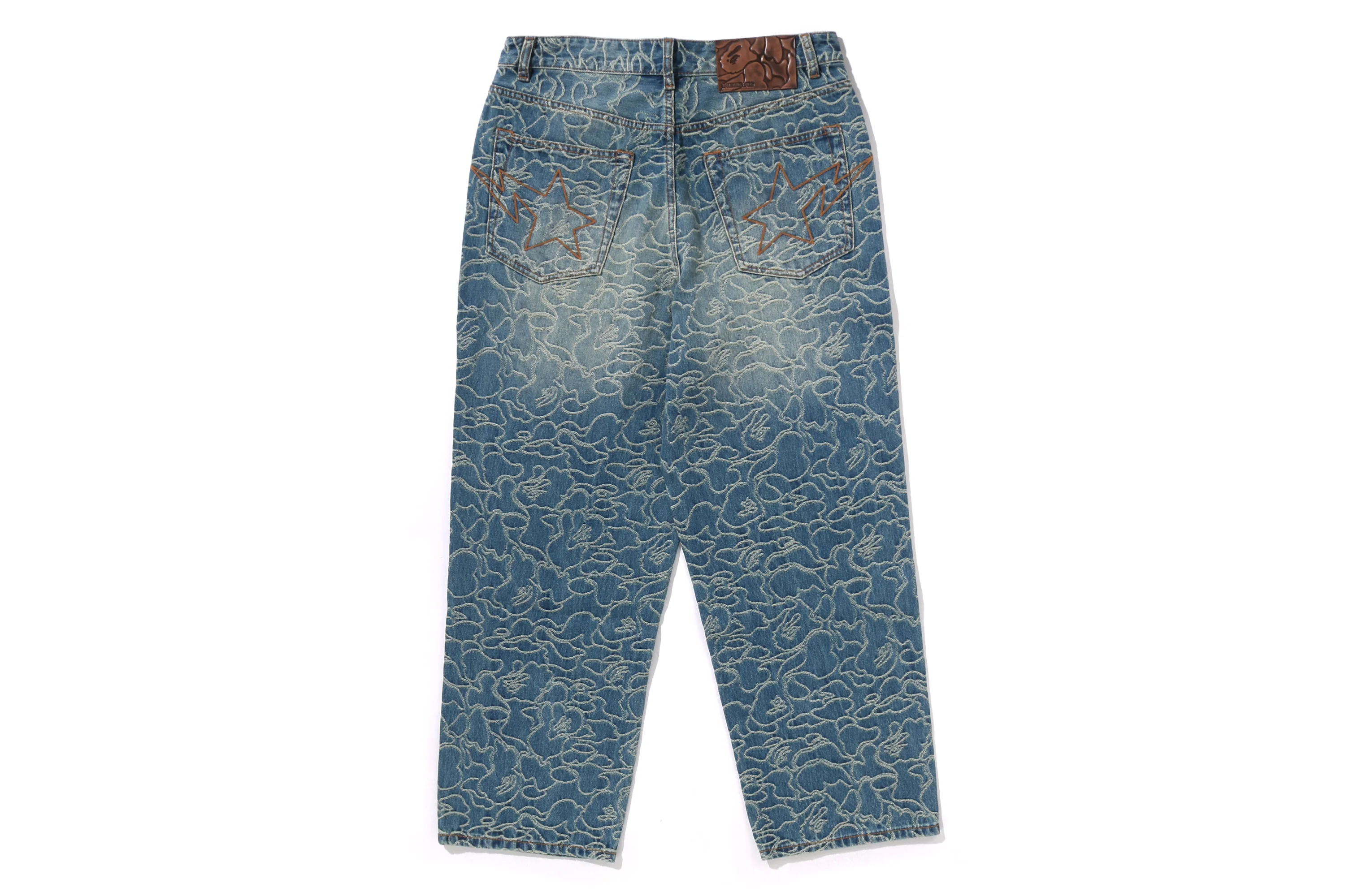 LINE CAMO JACQUARD ONE POINT RELAXED FIT 13OZ DENIM PANTS MENS - Image 2