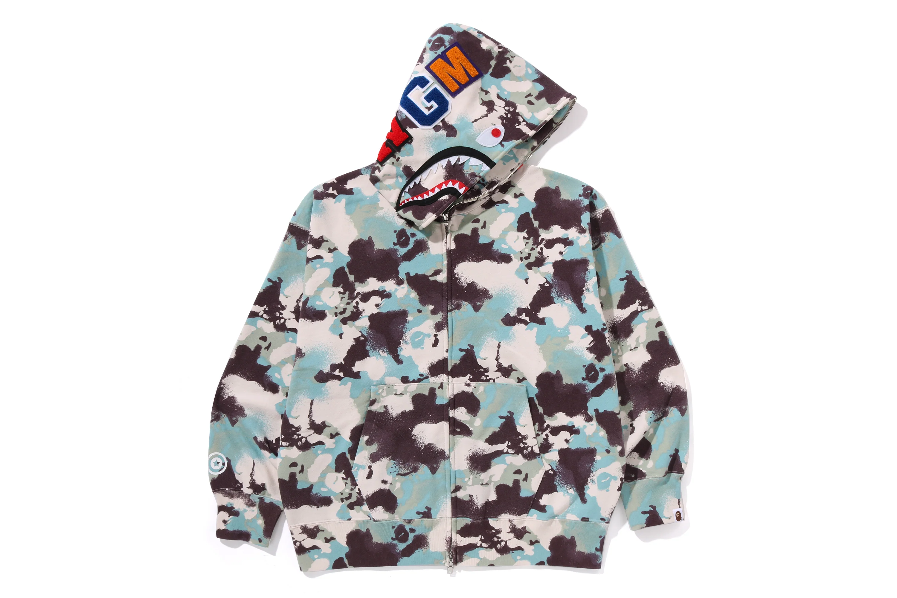 MAP CAMO SHARK RELAXED FIT FULL ZIP HOODIE MENS - Image 4