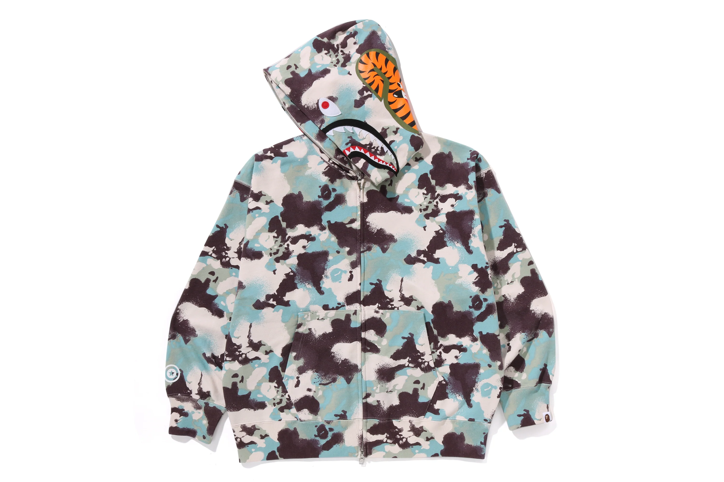 MAP CAMO SHARK RELAXED FIT FULL ZIP HOODIE MENS - Image 5