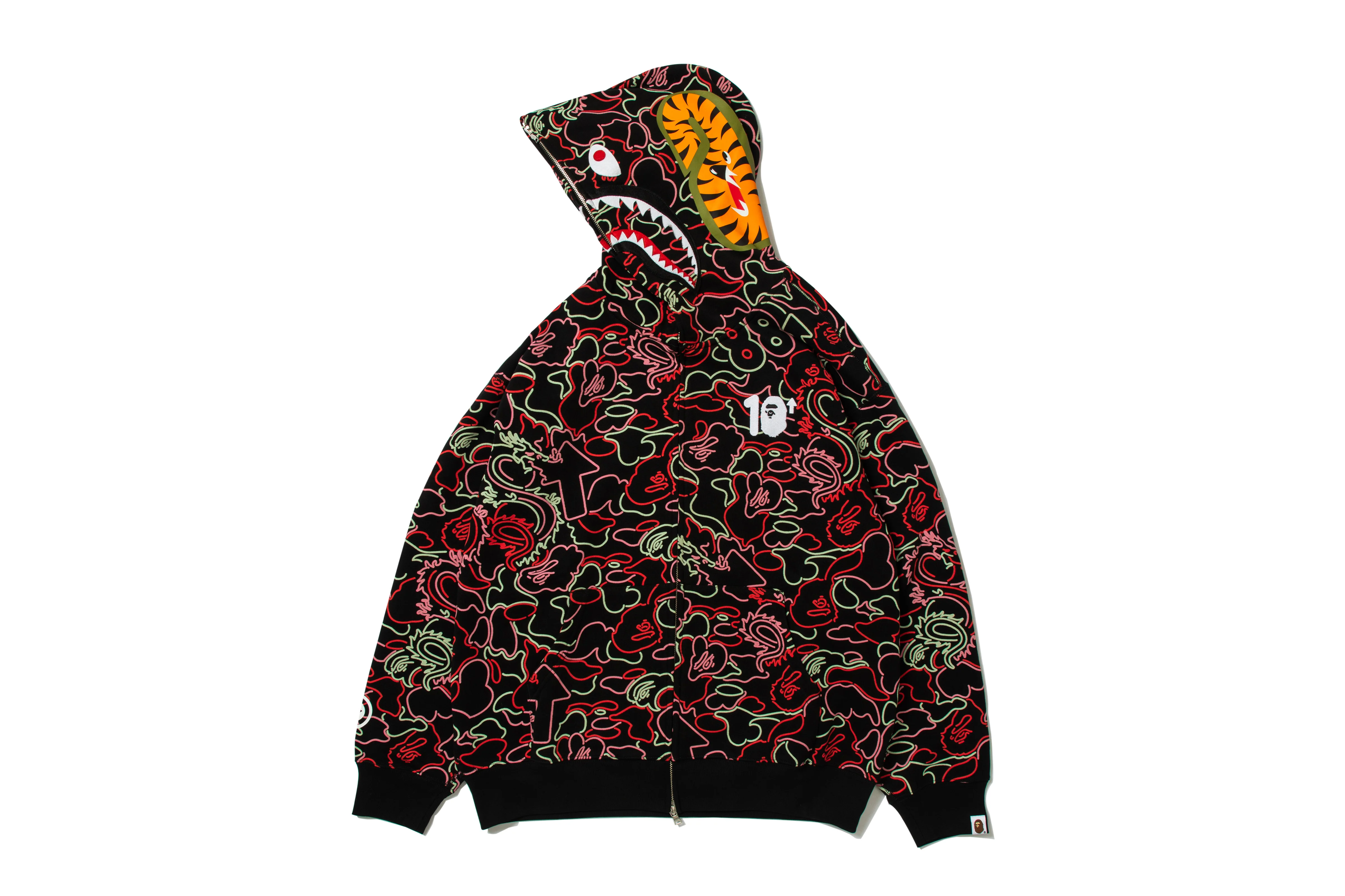 BAPE X 88RISING GLOW IN THE DARK CAMO SHARK FULL ZIP HOODIE - Image 10