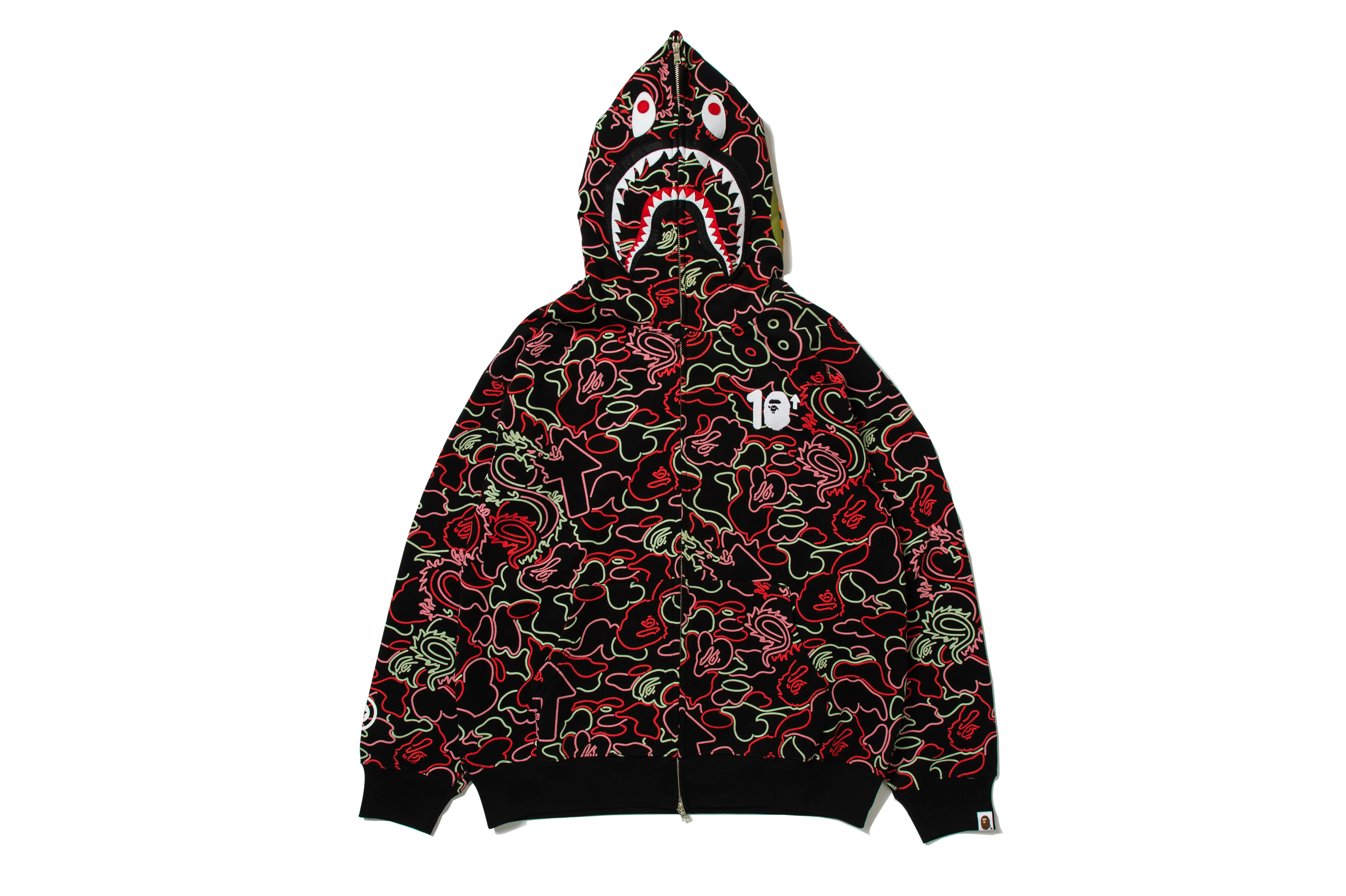 BAPE X 88RISING GLOW IN THE DARK CAMO SHARK FULL ZIP HOODIE - Image 8