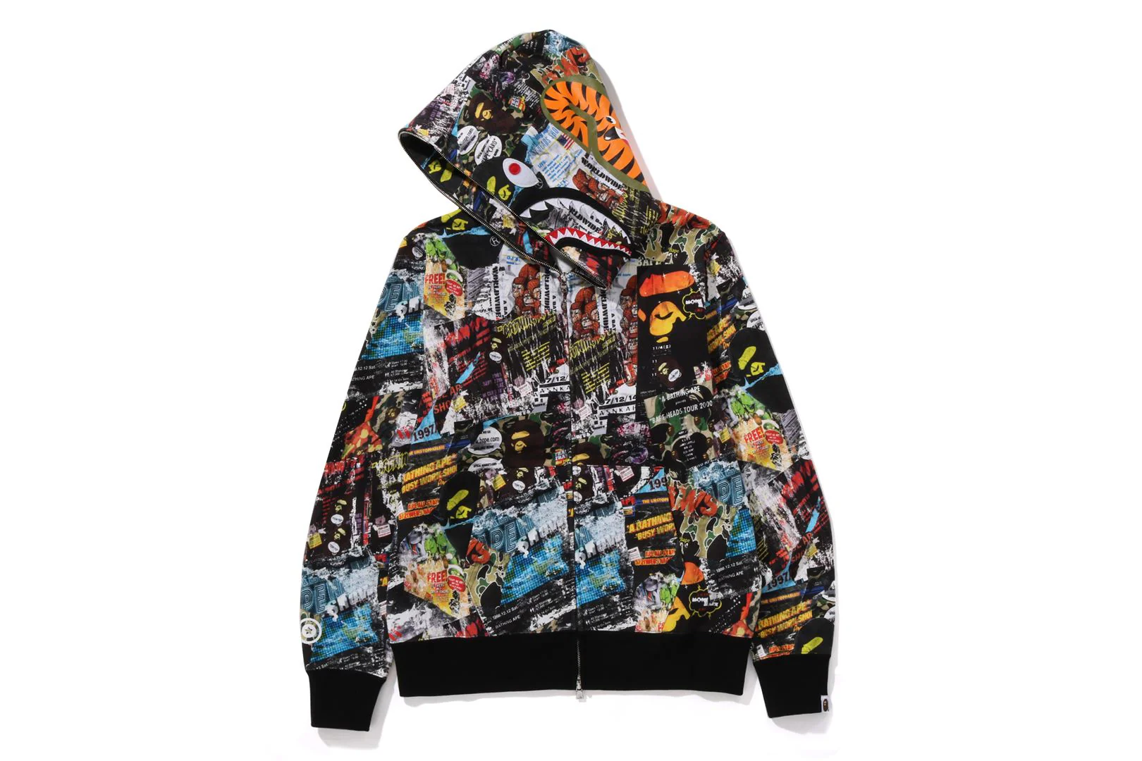 BAPE FLYER PATTERN SHARK FULL ZIP HOODIE MENS - Image 2