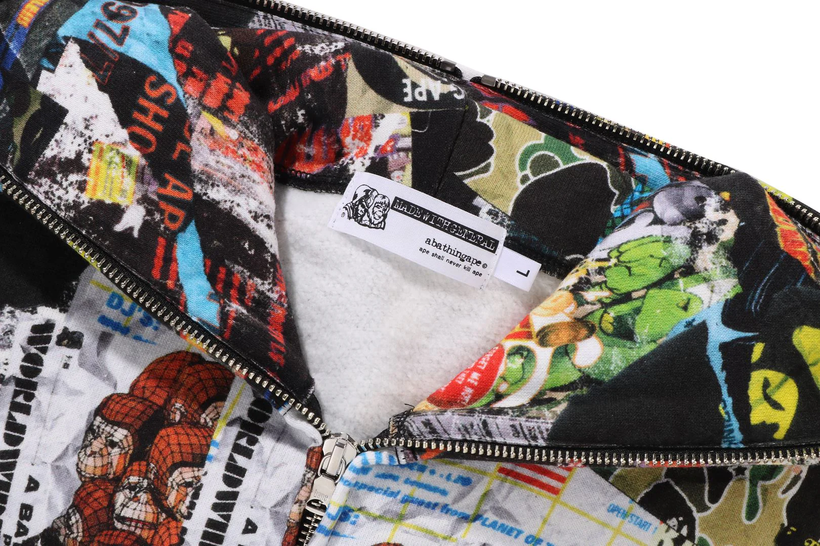 BAPE FLYER PATTERN SHARK FULL ZIP HOODIE MENS - Image 4