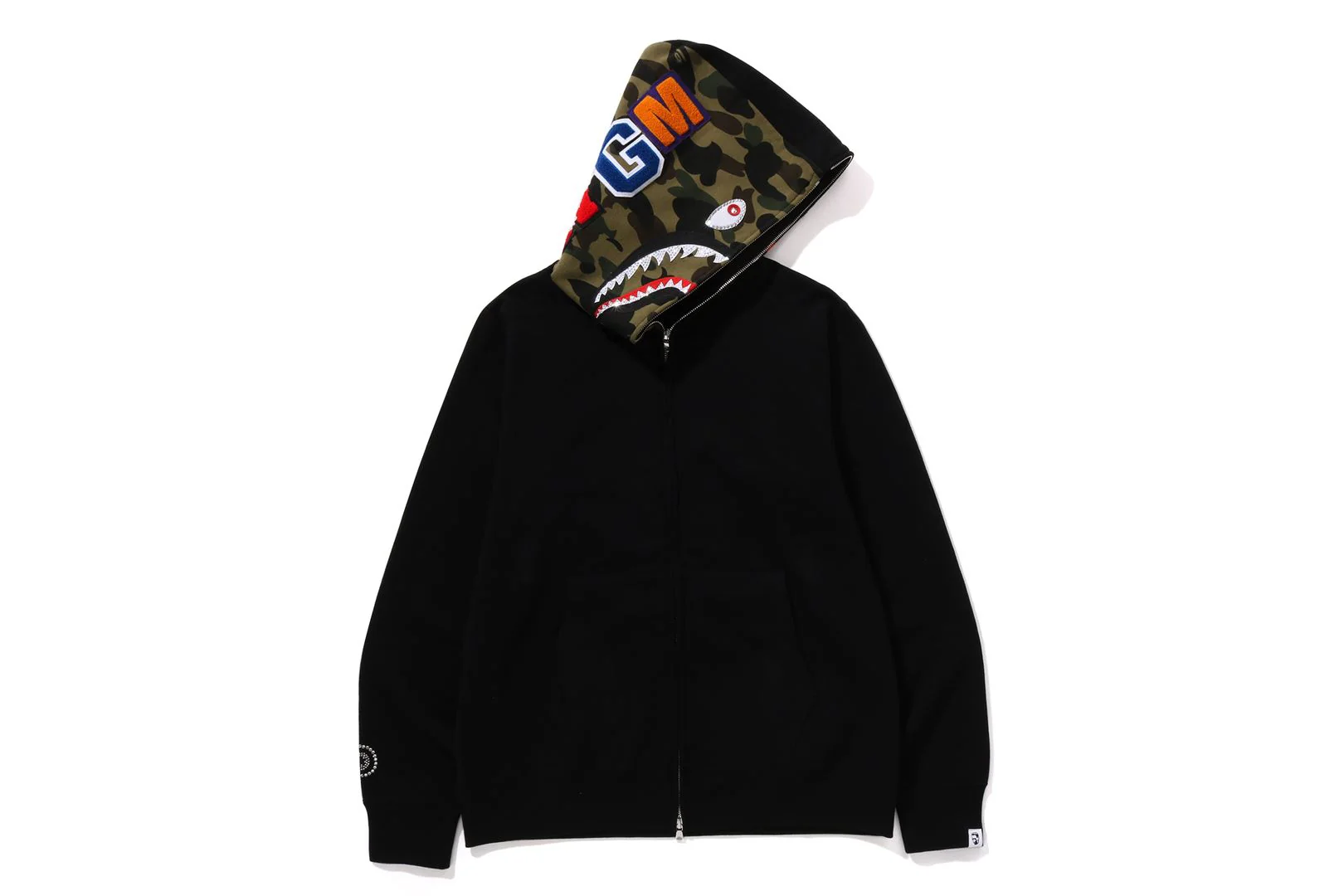 1ST CAMO SHARK FULL ZIP HOODIE MENS - Image 2
