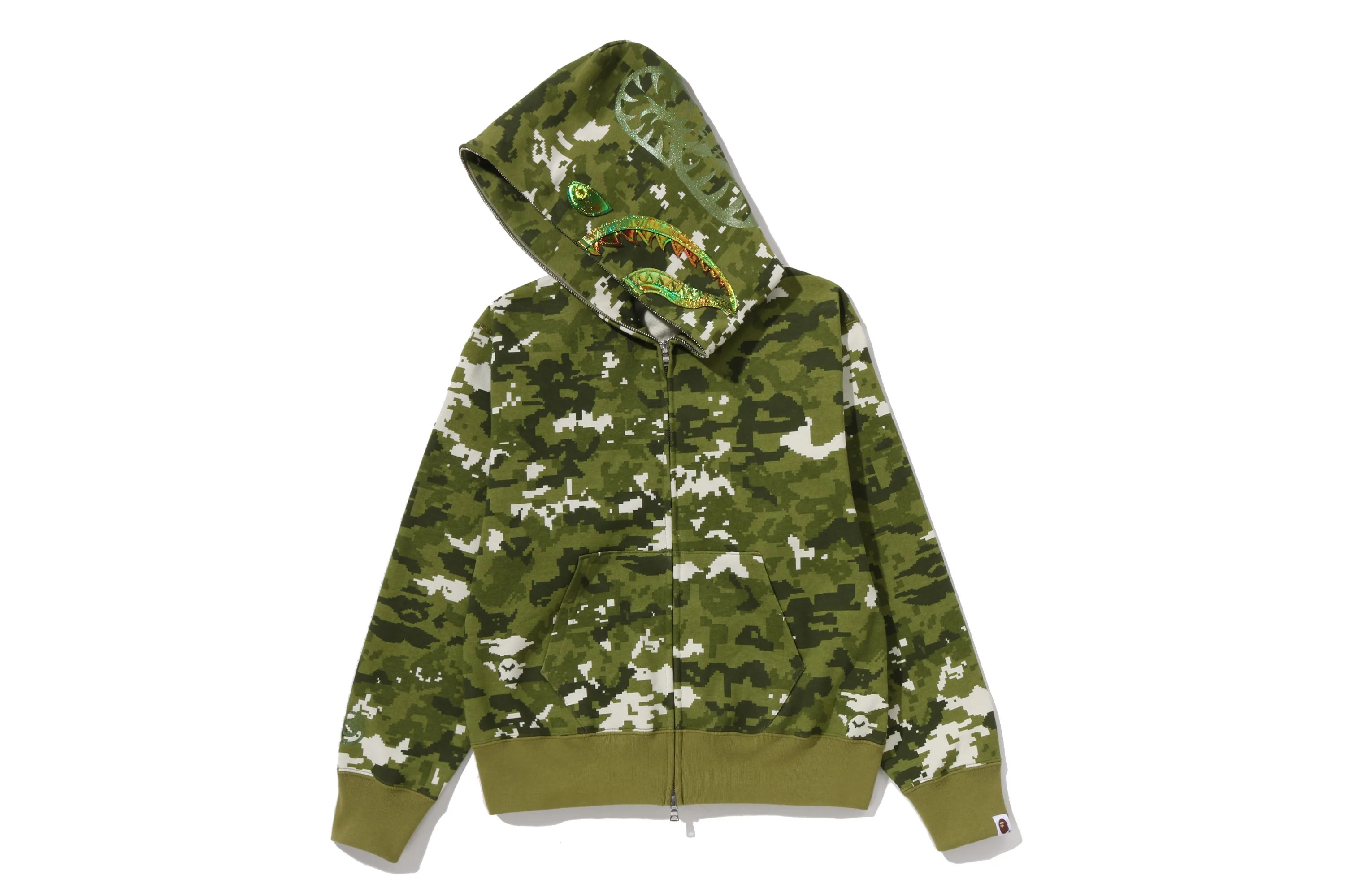 MULTI PIXEL CAMO SHARK FULL ZIP HOODIE LADIES - Image 2