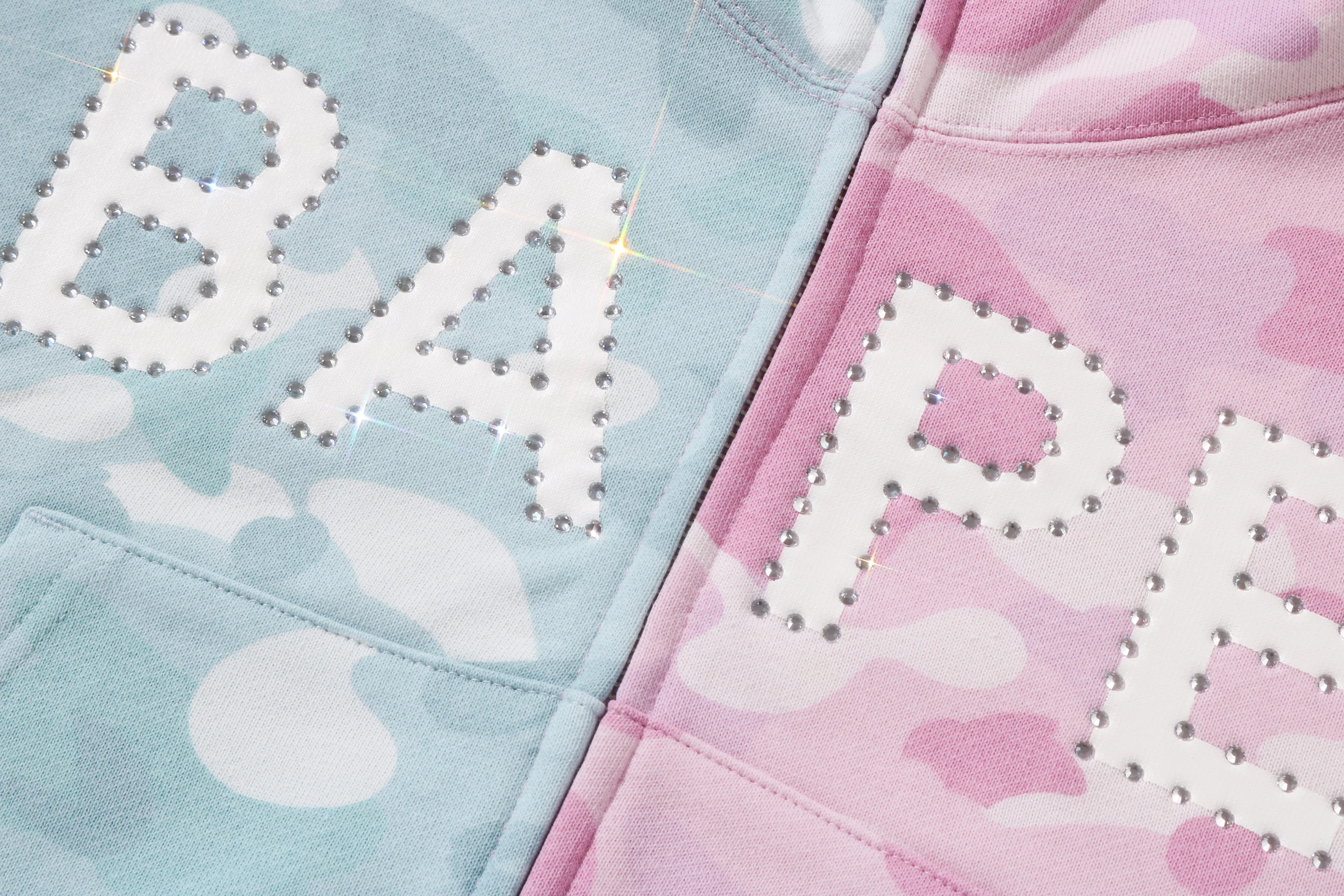 CRYSTAL LOGO PASTEL COLOR CAMO HALF FULL ZIP HOODIE LADIES - Image 3