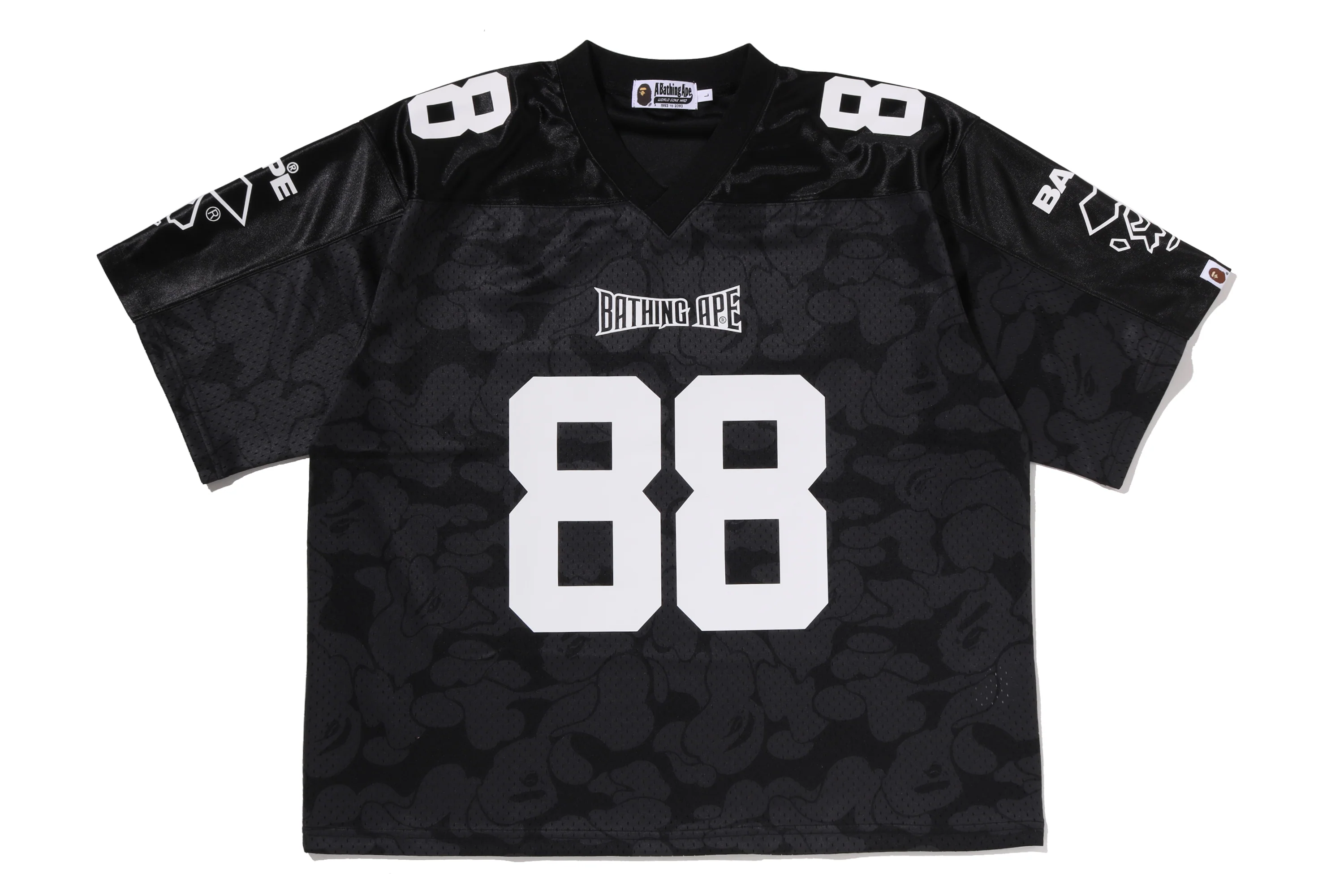 SOLID CAMO MULTI LOGO RELAXED FIT FOOTBALL JERSEY TEE